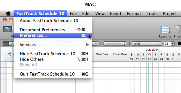 FastTrack Schedule 10 Mac - Preferences