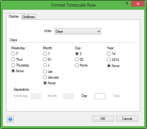 Format Timescale Row